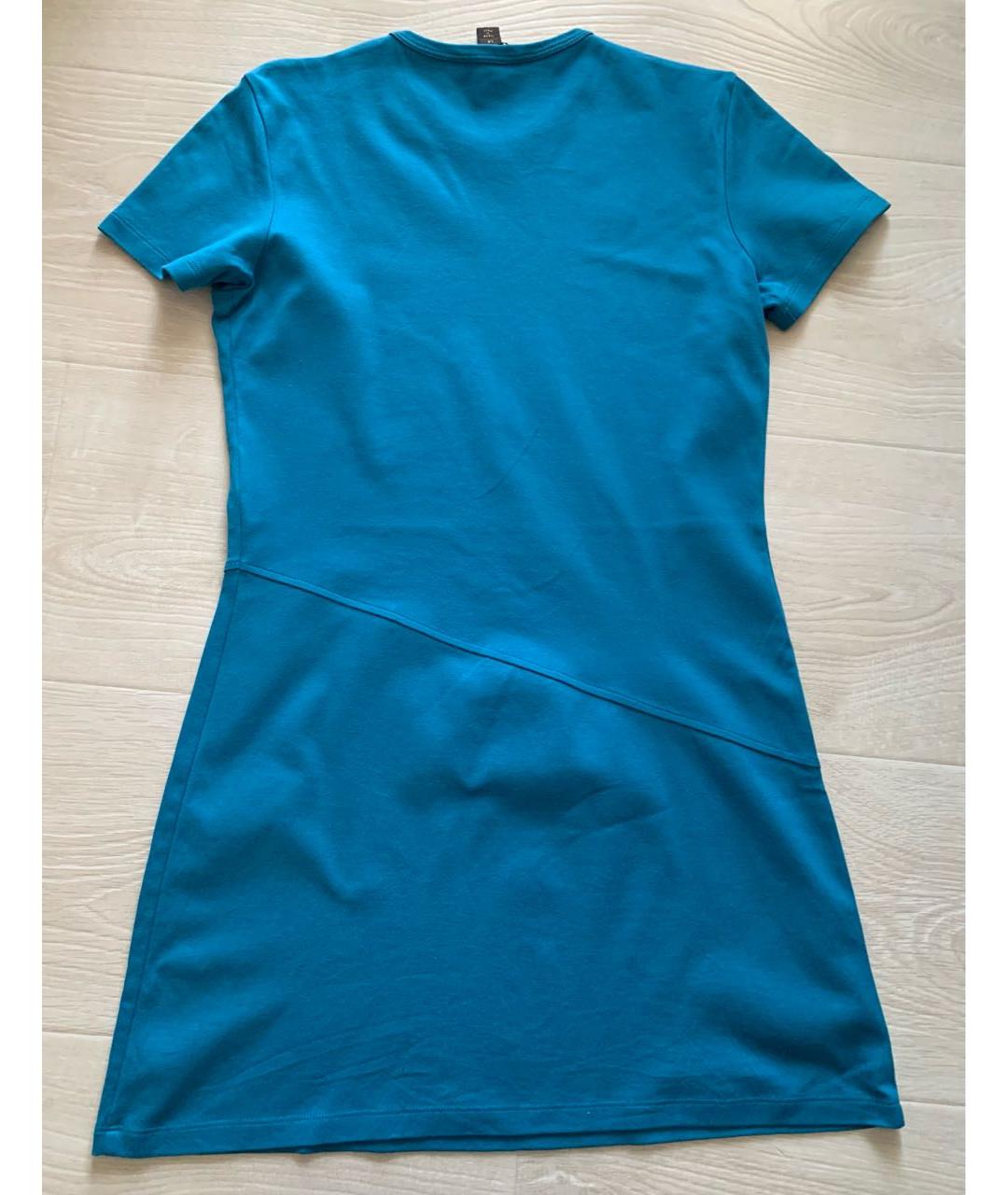 LOUIS VUITTON Бирюзовое хлопко-эластановое повседневное платье, фото 2