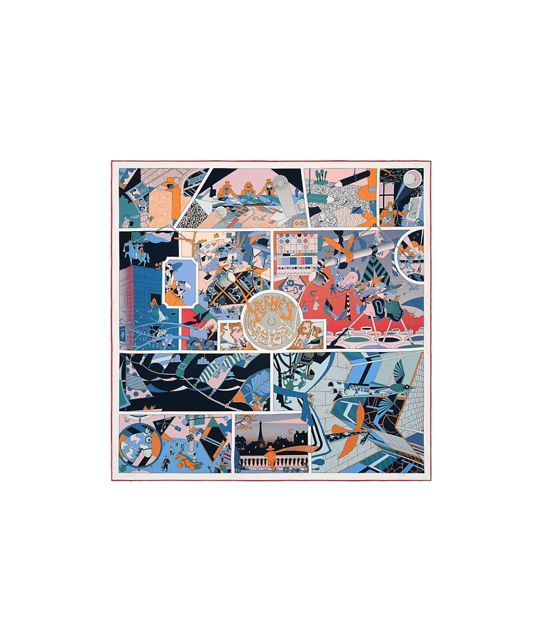 HERMES Синий шелковый шарф, фото 5