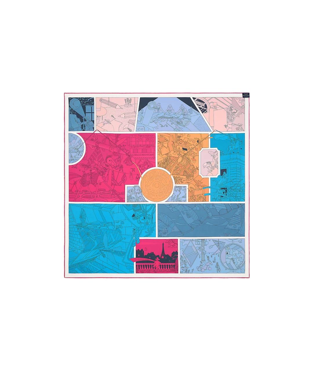 HERMES Синий шелковый шарф, фото 3