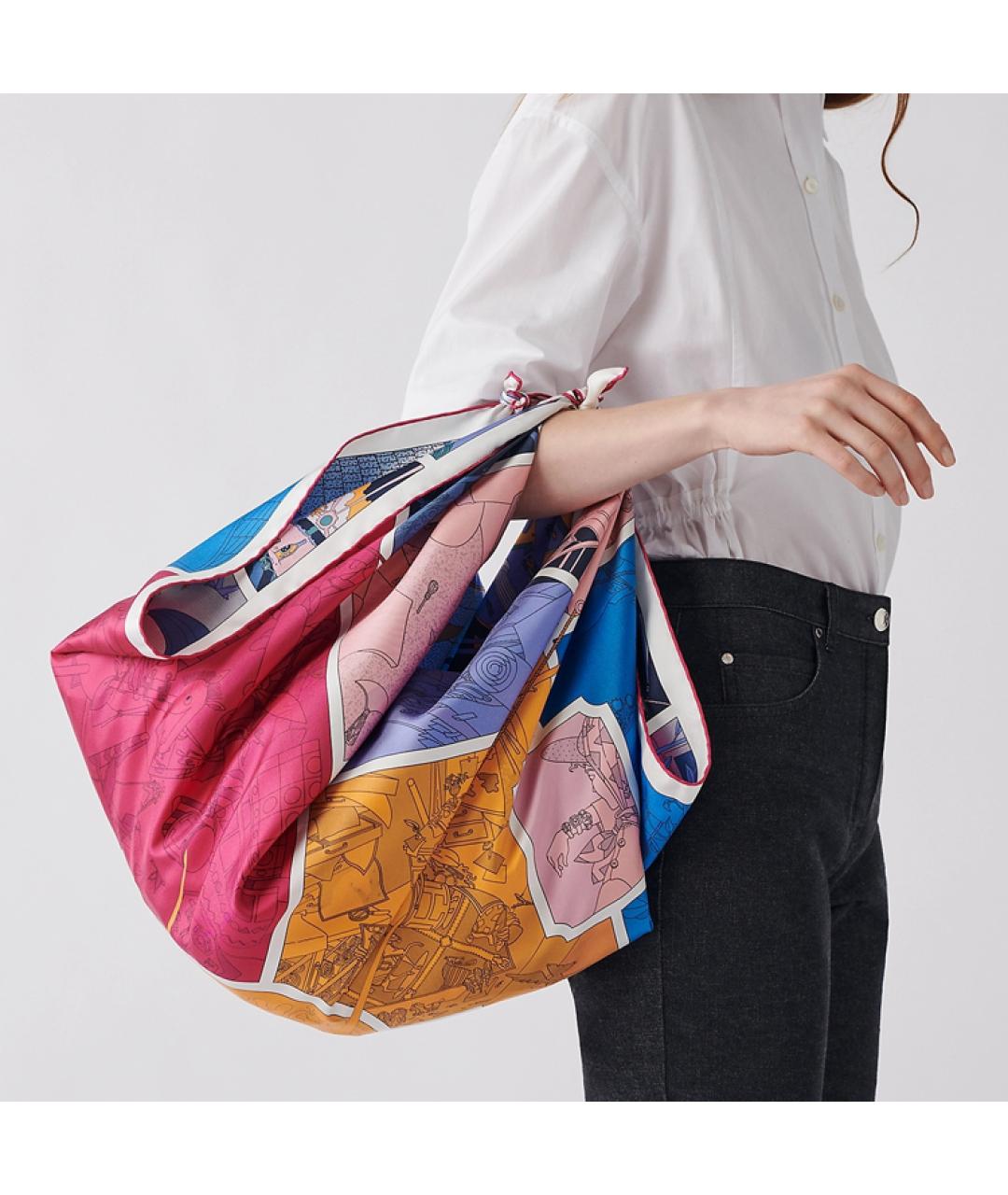 HERMES Синий шелковый шарф, фото 4