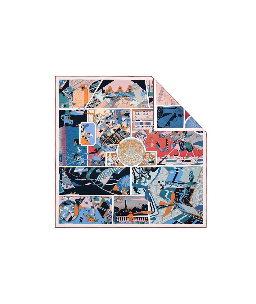 HERMES Синий шелковый шарф, фото 2