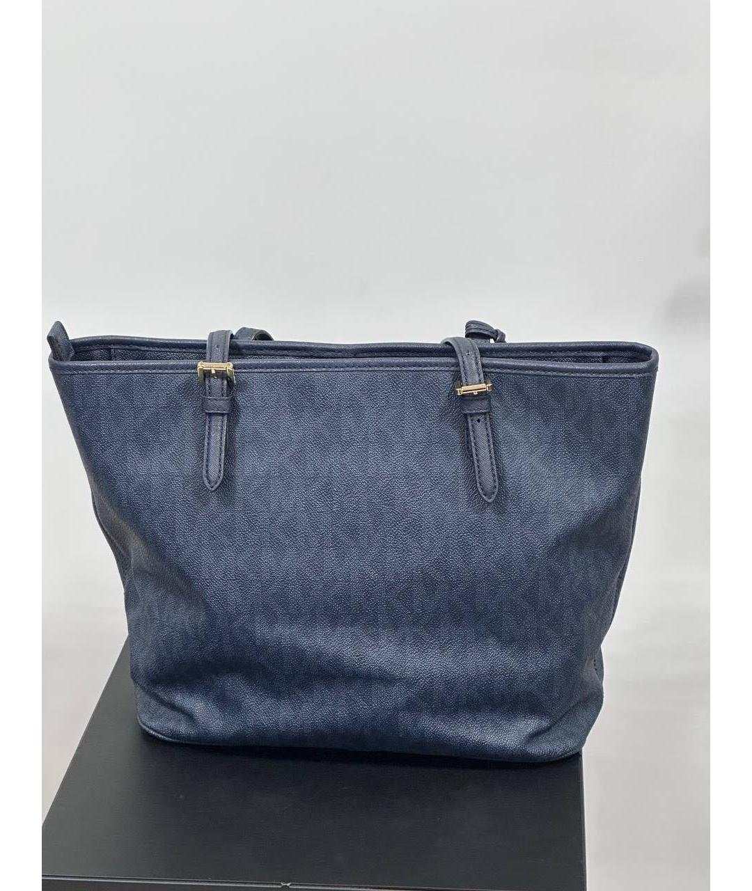 MICHAEL MICHAEL KORS Темно-синяя кожаная сумка тоут, фото 2