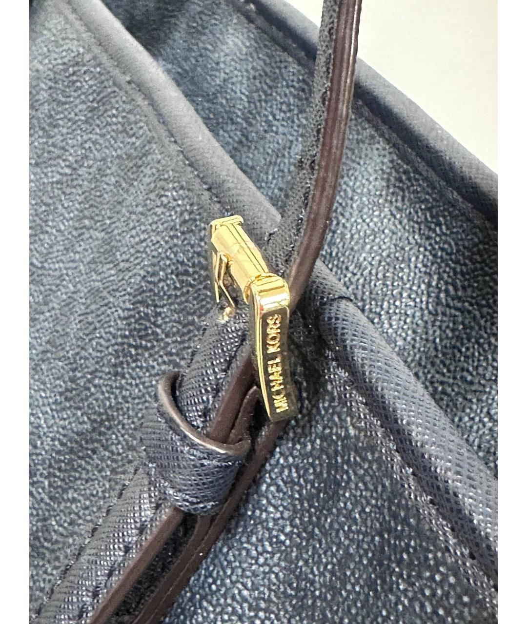 MICHAEL MICHAEL KORS Темно-синяя кожаная сумка тоут, фото 5