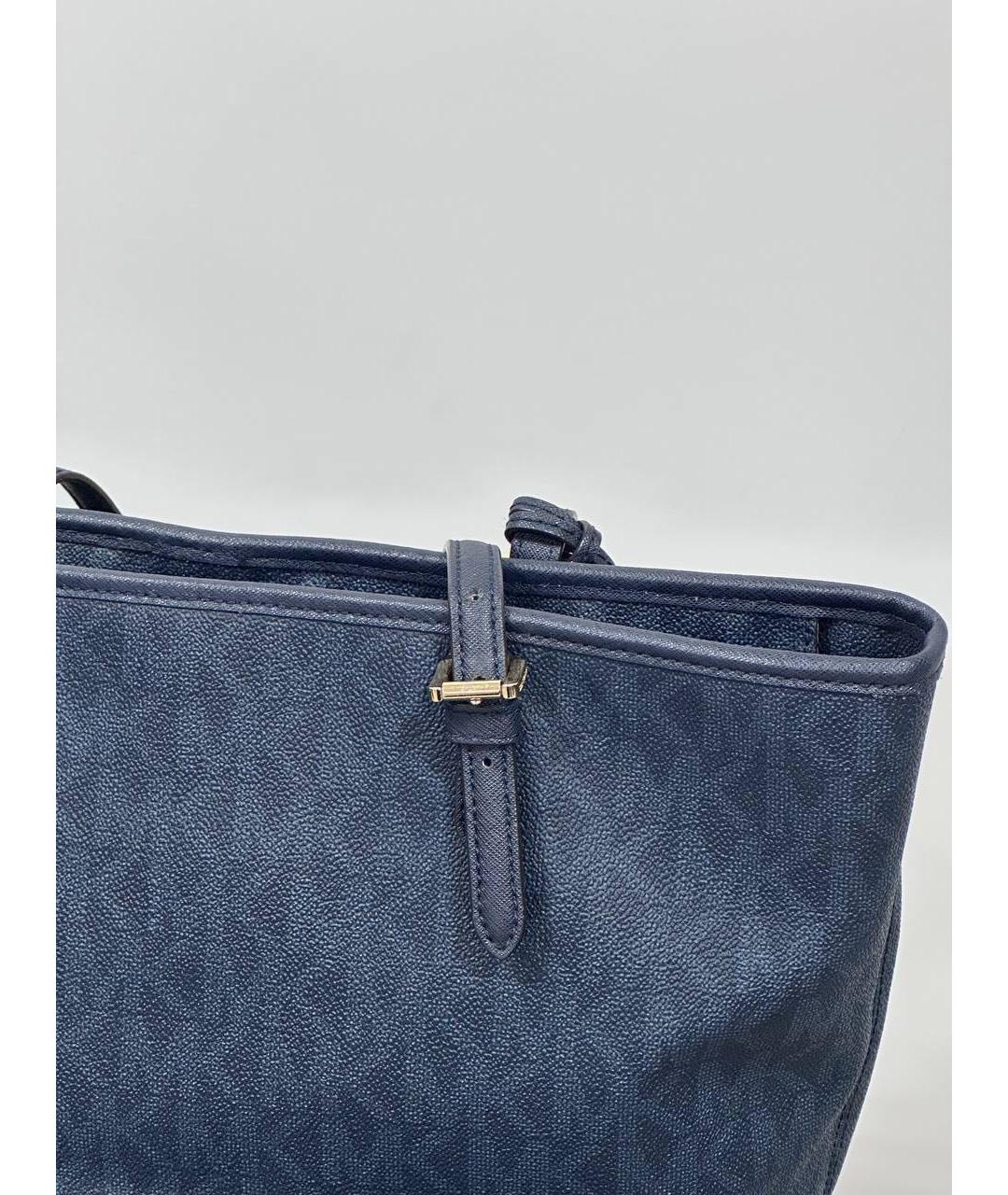 MICHAEL MICHAEL KORS Темно-синяя кожаная сумка тоут, фото 4