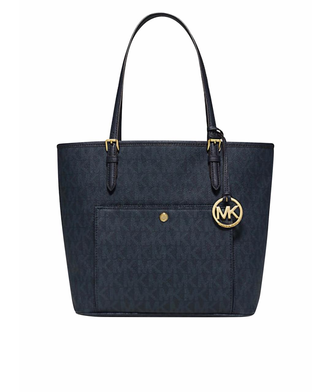 MICHAEL MICHAEL KORS Темно-синяя кожаная сумка тоут, фото 9