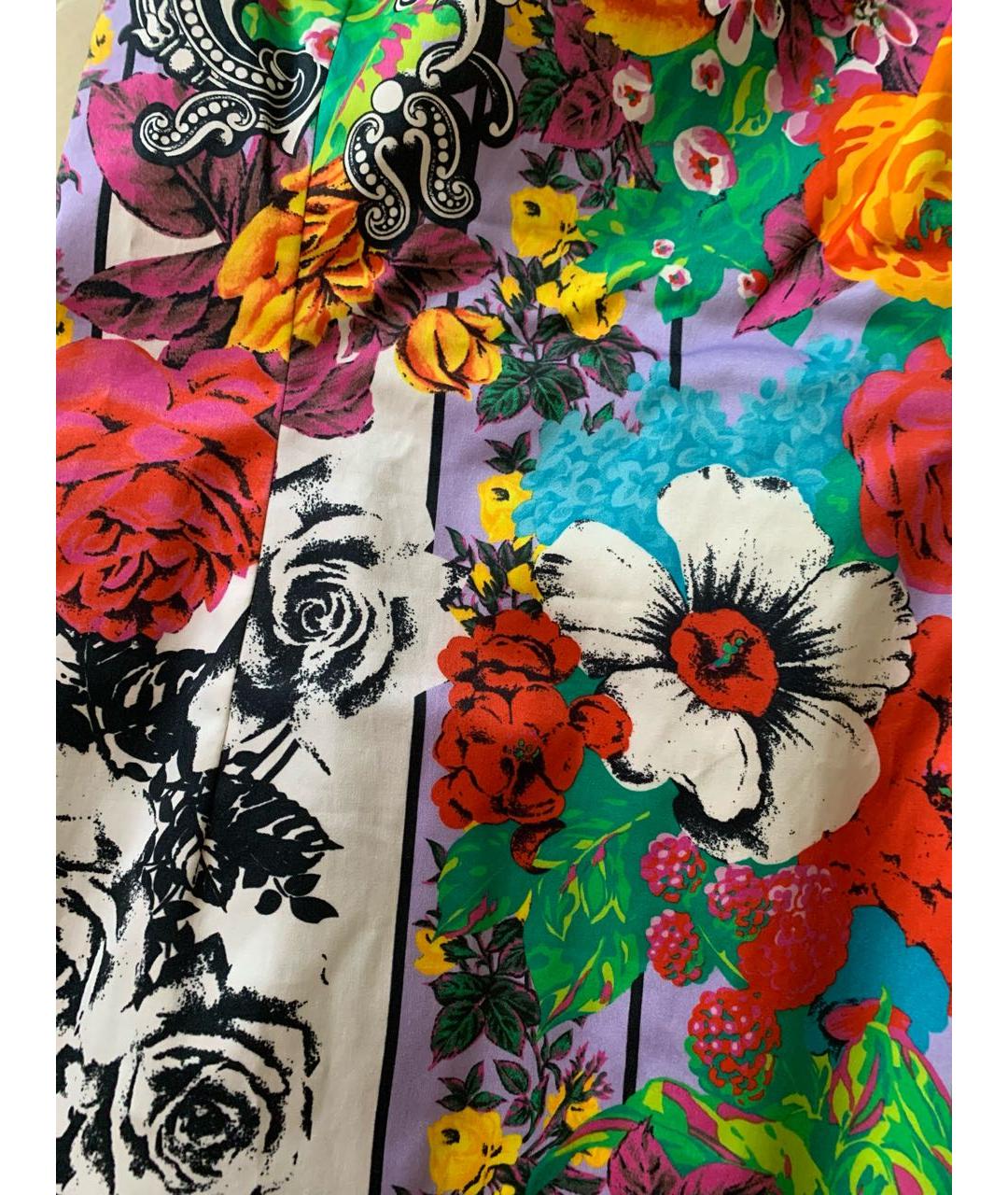 VERSACE Мульти хлопковое повседневное платье, фото 4