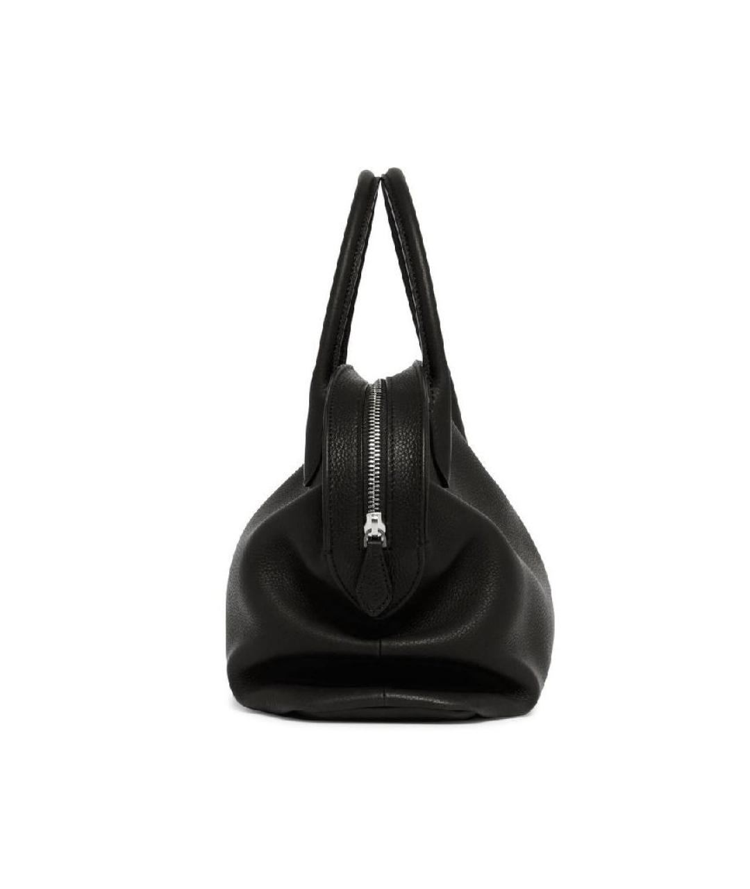 THE ROW Черная кожаная сумка с короткими ручками, фото 5