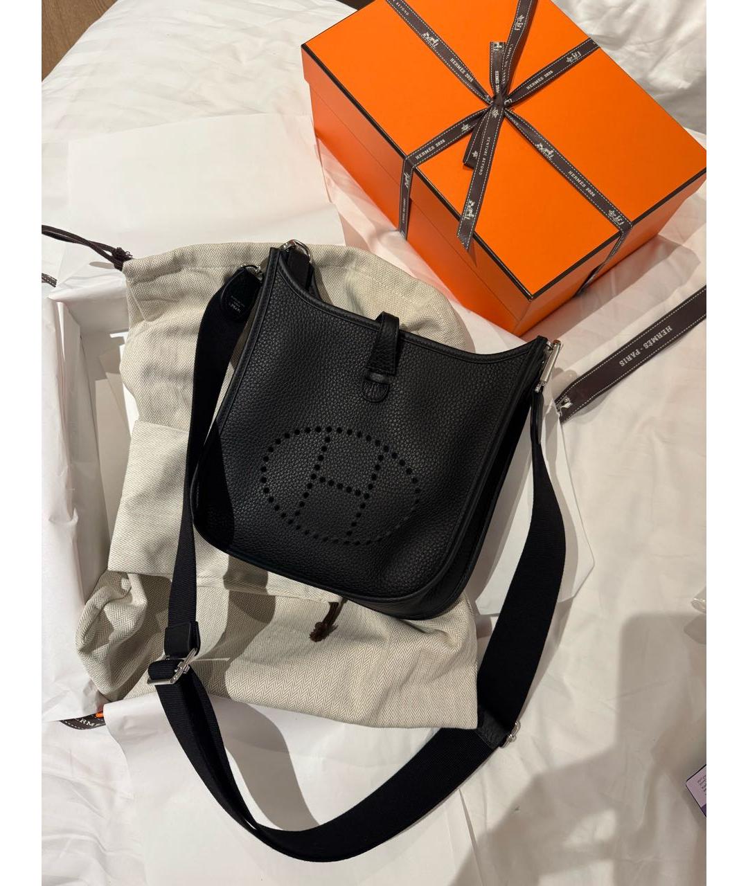 HERMES Черная кожаная сумка через плечо, фото 3