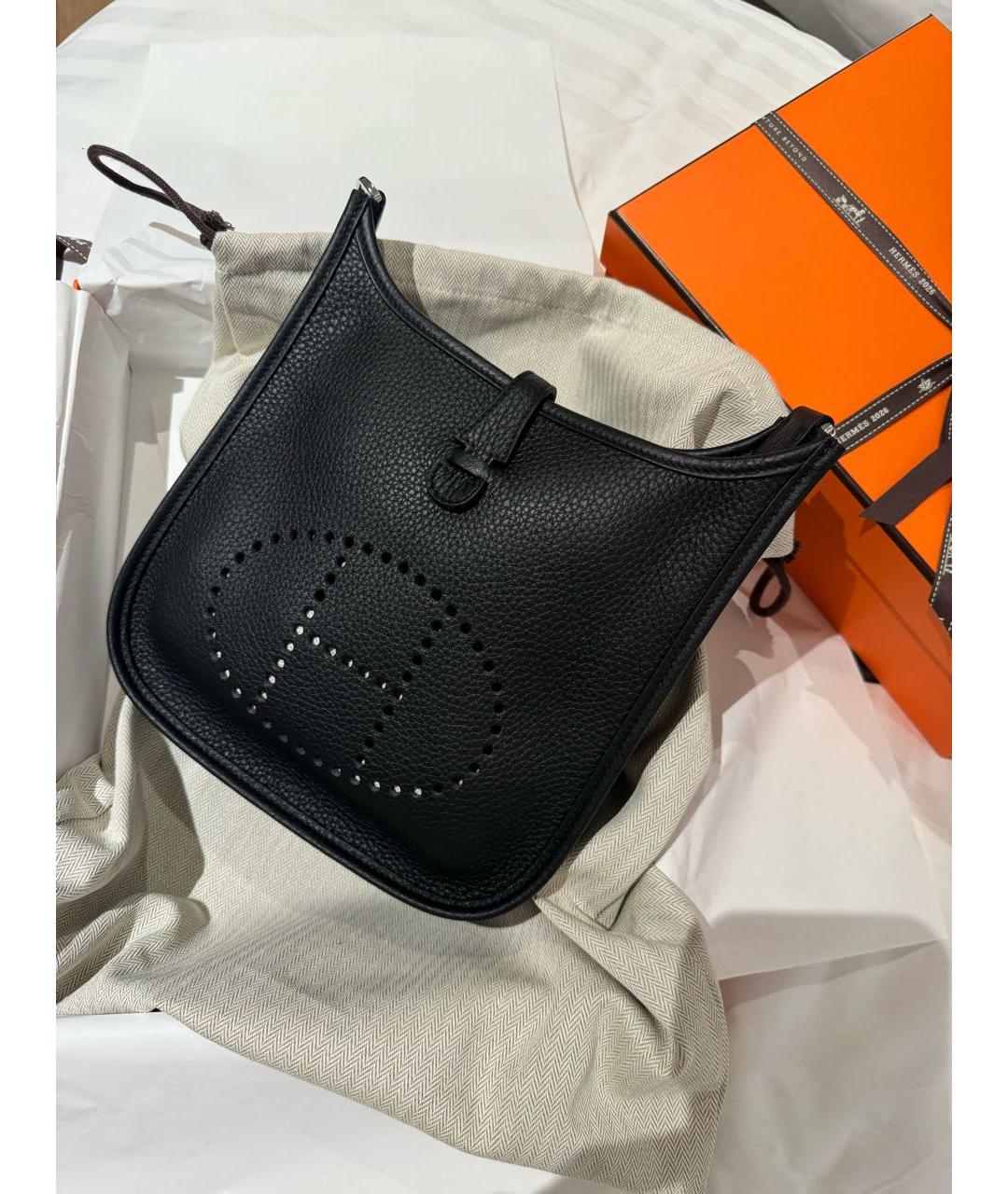 HERMES Черная кожаная сумка через плечо, фото 4