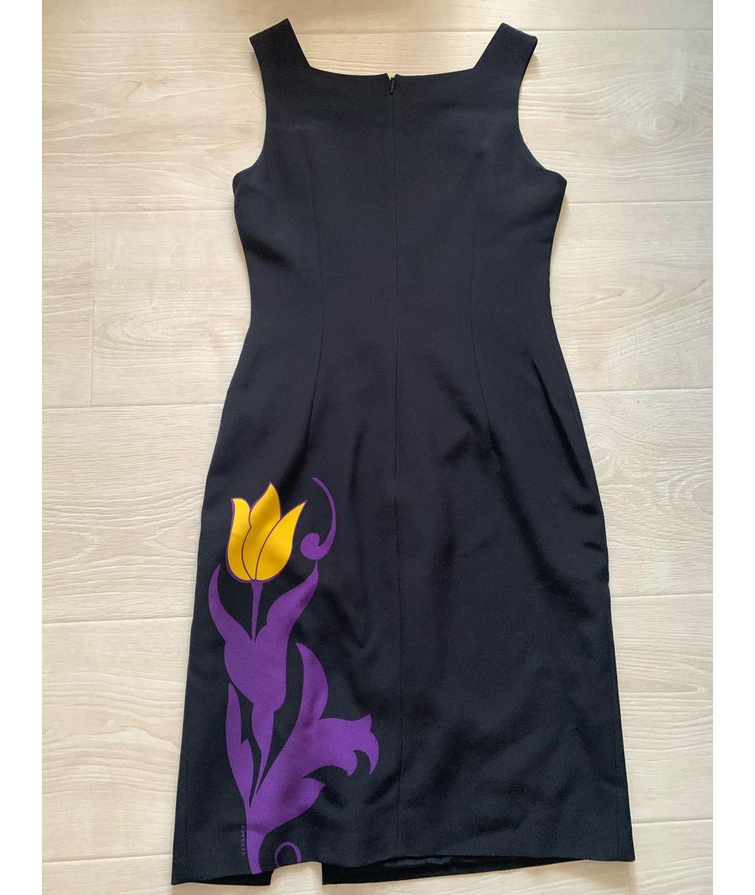 VERSACE Черное шелковое повседневное платье, фото 2