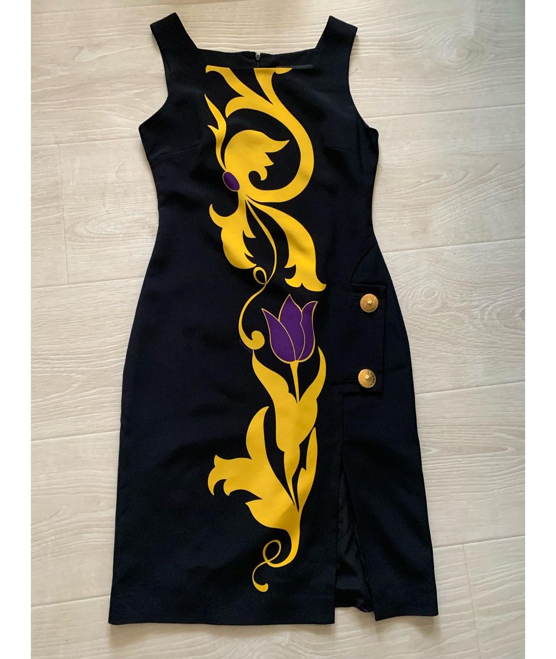 VERSACE Черное шелковое повседневное платье, фото 6