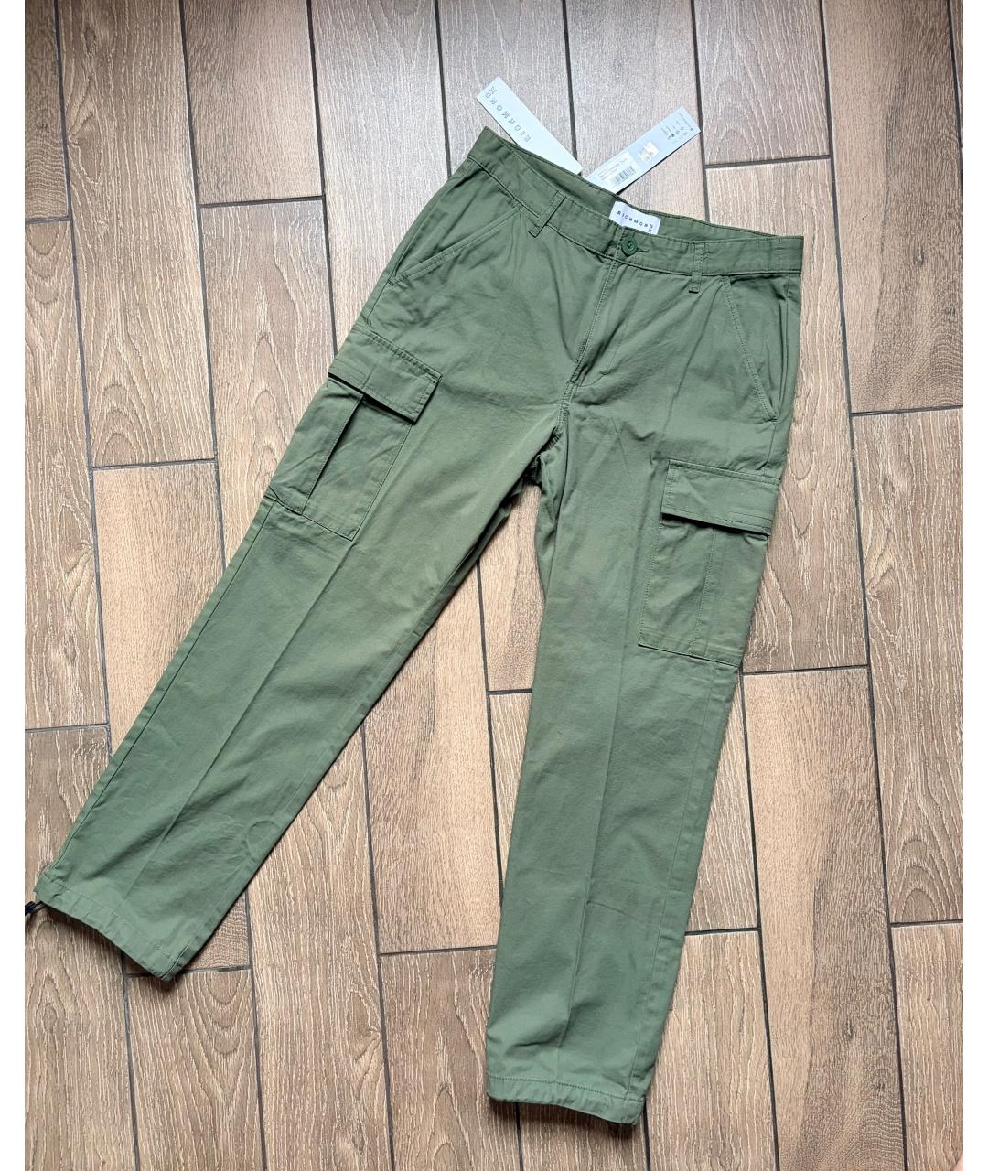 JOHN RICHMOND Хаки хлопковые повседневные брюки, фото 3