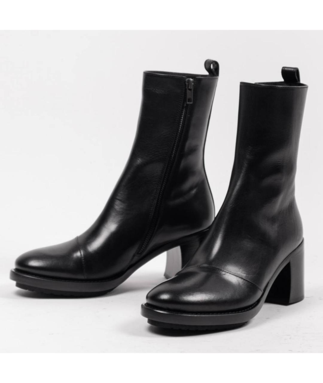 ANN DEMEULEMEESTER Черные кожаные ботильоны, фото 2
