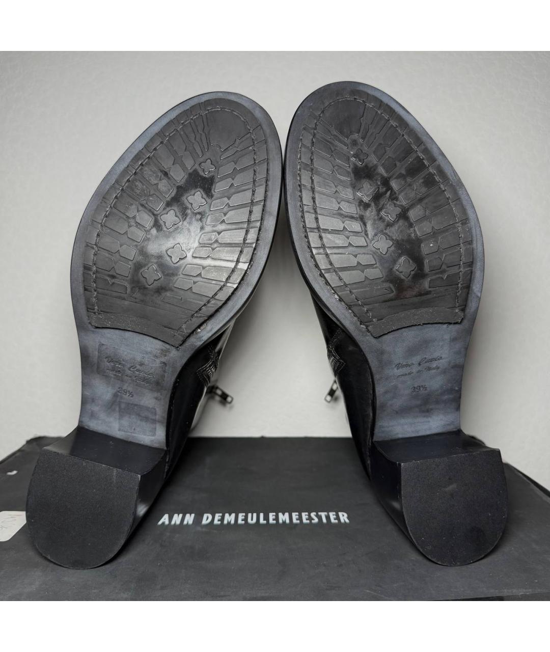 ANN DEMEULEMEESTER Черные кожаные ботильоны, фото 8