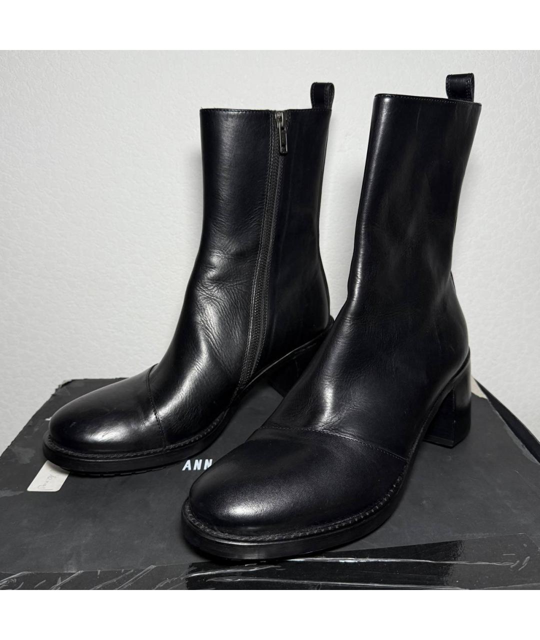 ANN DEMEULEMEESTER Черные кожаные ботильоны, фото 5