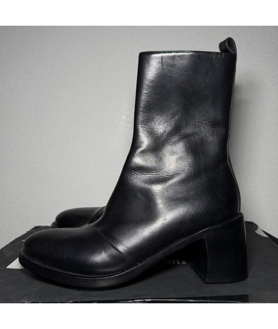 ANN DEMEULEMEESTER Черные кожаные ботильоны, фото 10