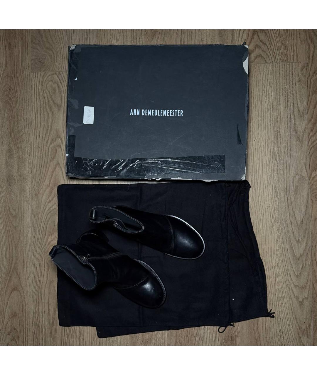 ANN DEMEULEMEESTER Черные кожаные ботильоны, фото 7