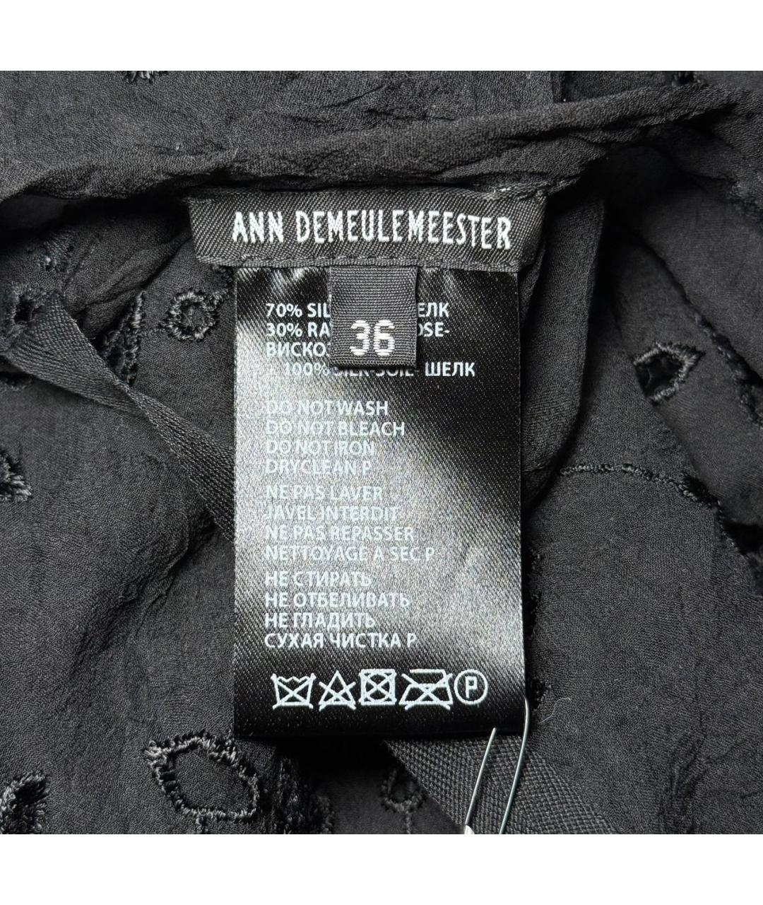 ANN DEMEULEMEESTER Черная шелковая блузы, фото 8