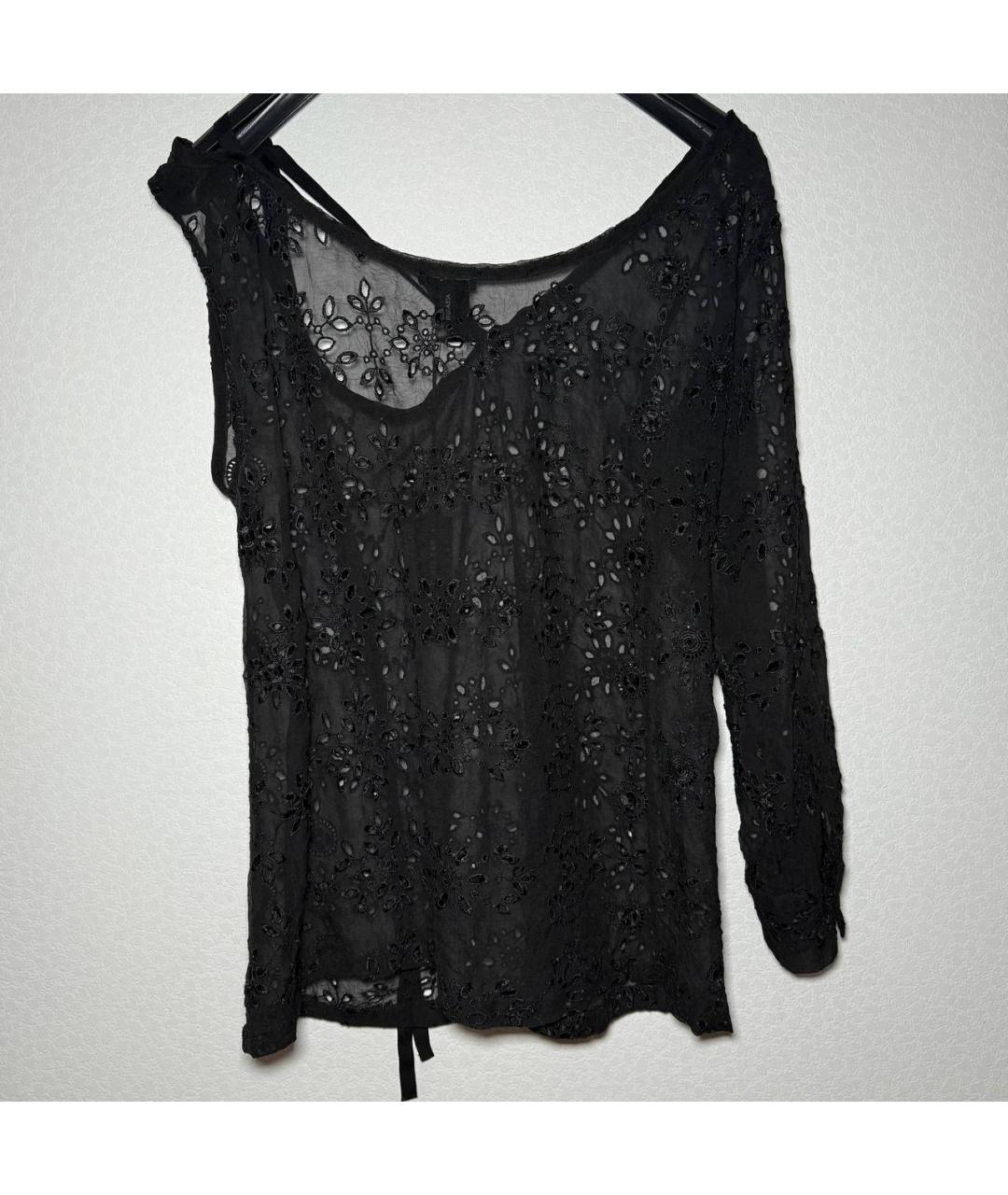 ANN DEMEULEMEESTER Черная шелковая блузы, фото 3