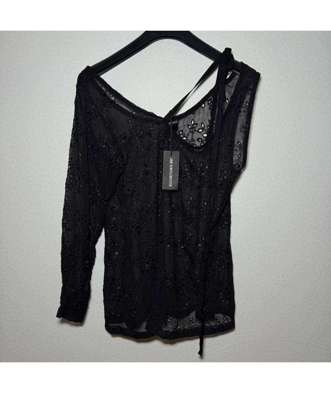 ANN DEMEULEMEESTER Черная шелковая блузы, фото 9