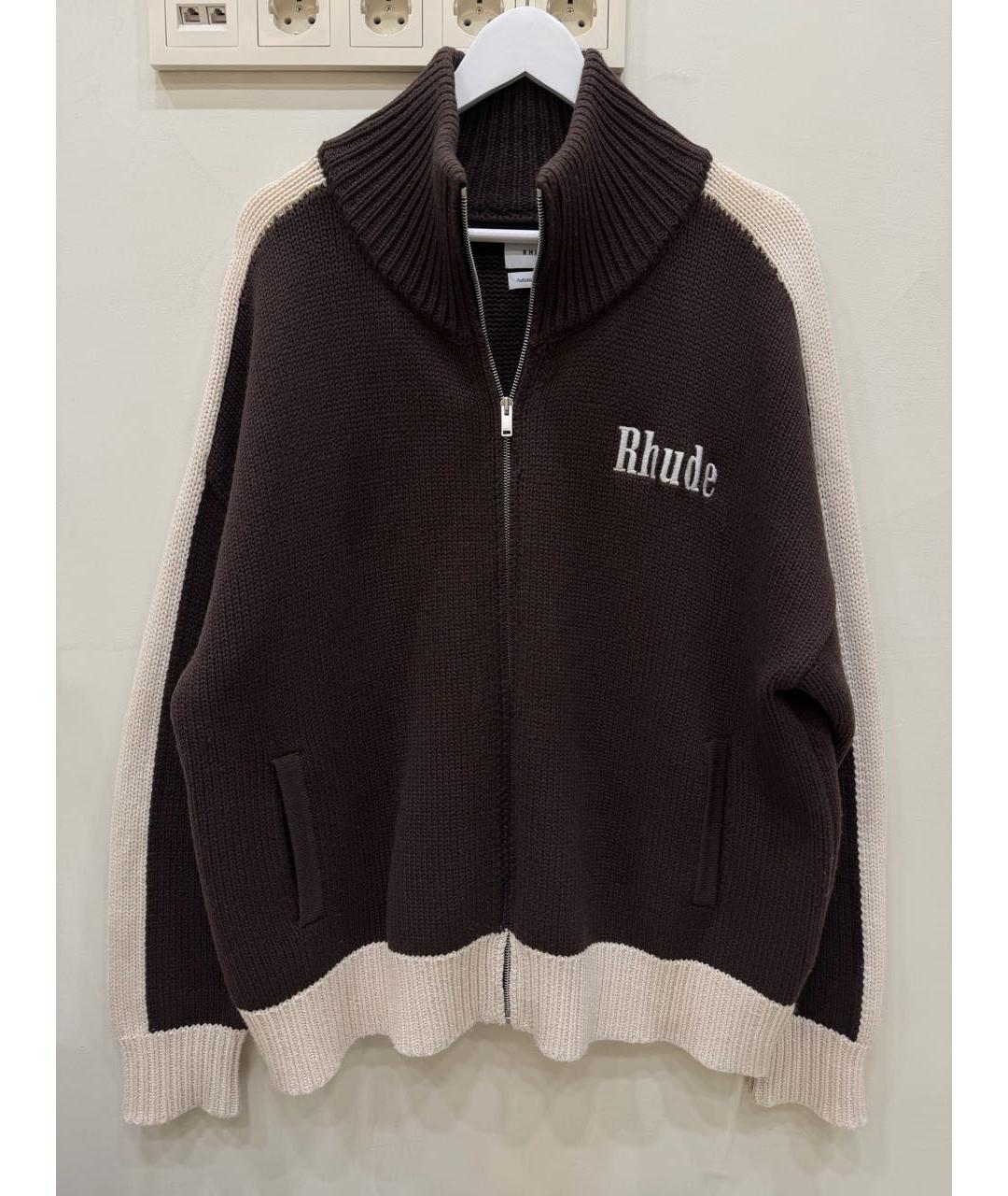 RHUDE Коричневый шерстяной кардиган, фото 6
