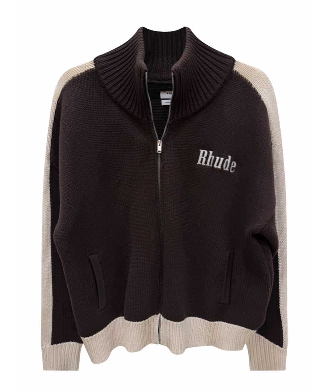 RHUDE Коричневый шерстяной кардиган, фото 1
