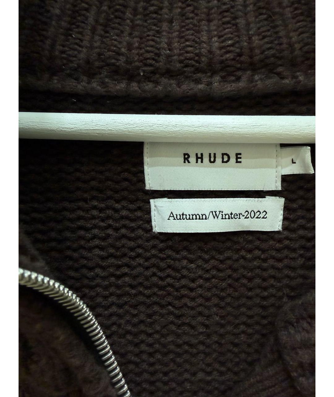 RHUDE Коричневый шерстяной кардиган, фото 4