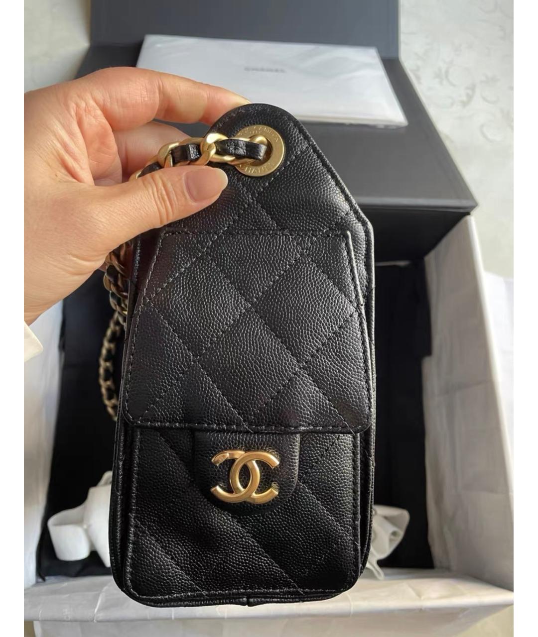 CHANEL Черная кожаная сумка через плечо, фото 5