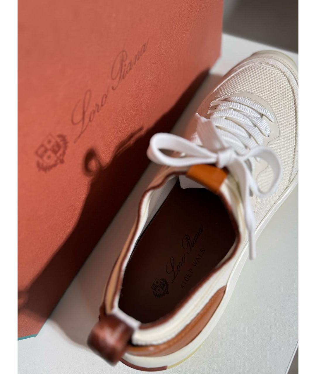 LORO PIANA Бежевые текстильные низкие кроссовки / кеды, фото 4