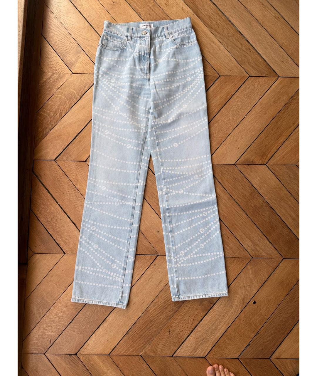 CHANEL Голубые хлопковые прямые джинсы, фото 5