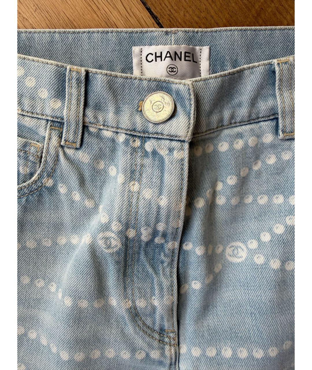 CHANEL Голубые хлопковые прямые джинсы, фото 2