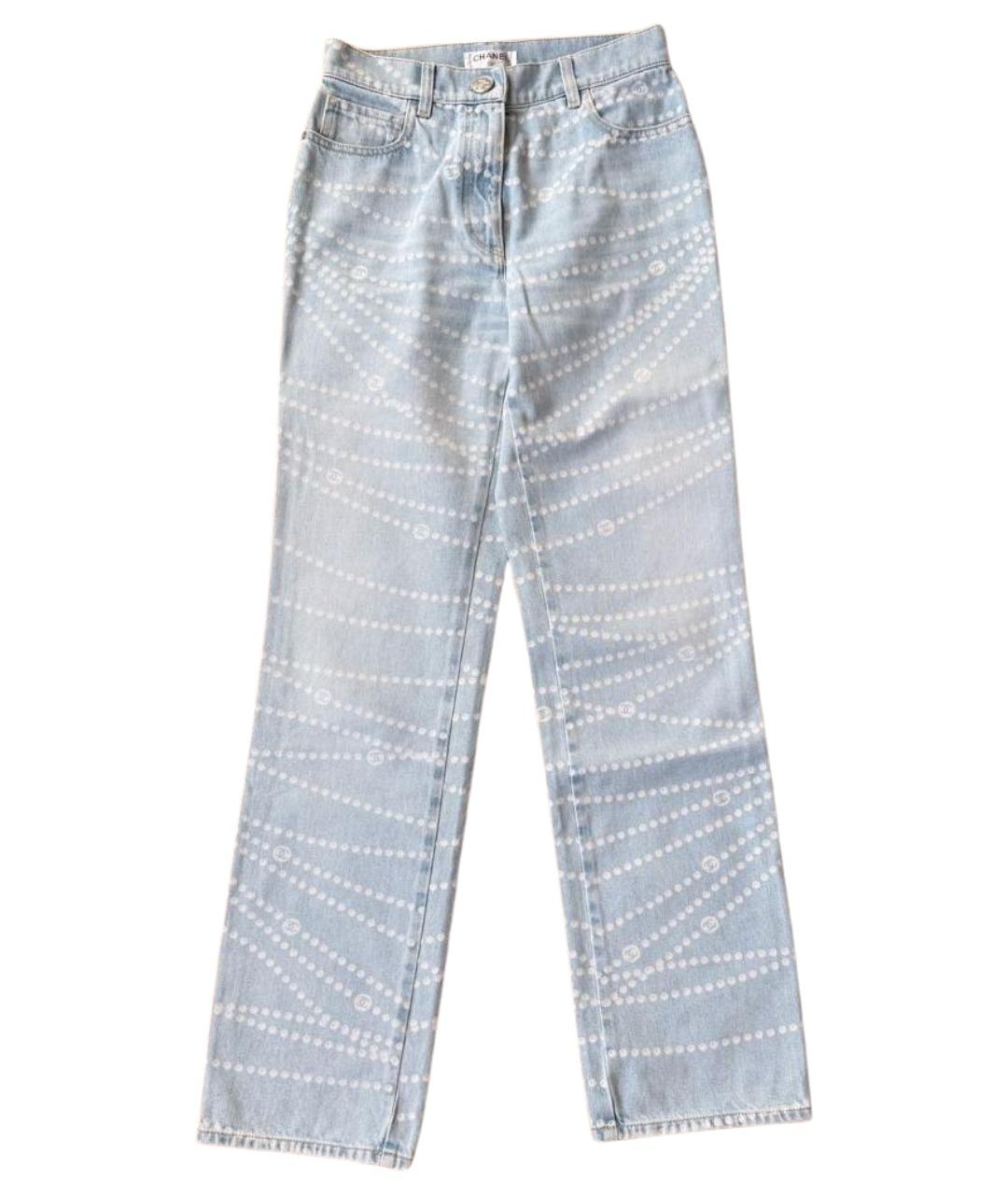CHANEL Голубые хлопковые прямые джинсы, фото 1