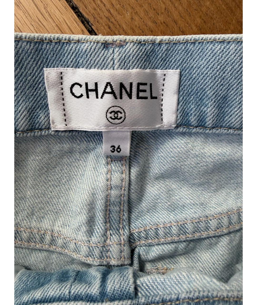 CHANEL Голубые хлопковые прямые джинсы, фото 3