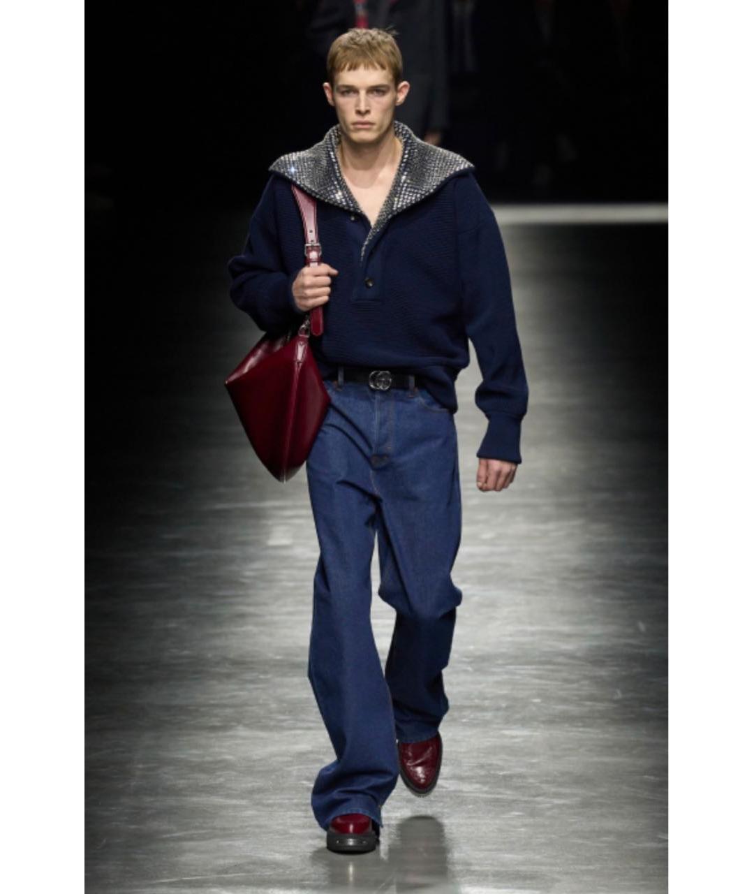 GUCCI Темно-синие хлопковые прямые джинсы, фото 6