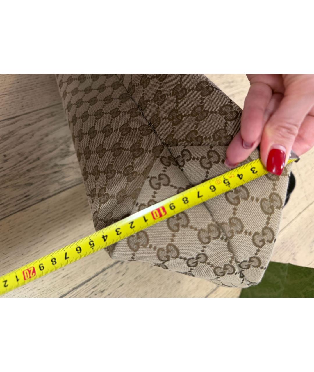 GUCCI Коричневая тканевая сумка тоут, фото 8