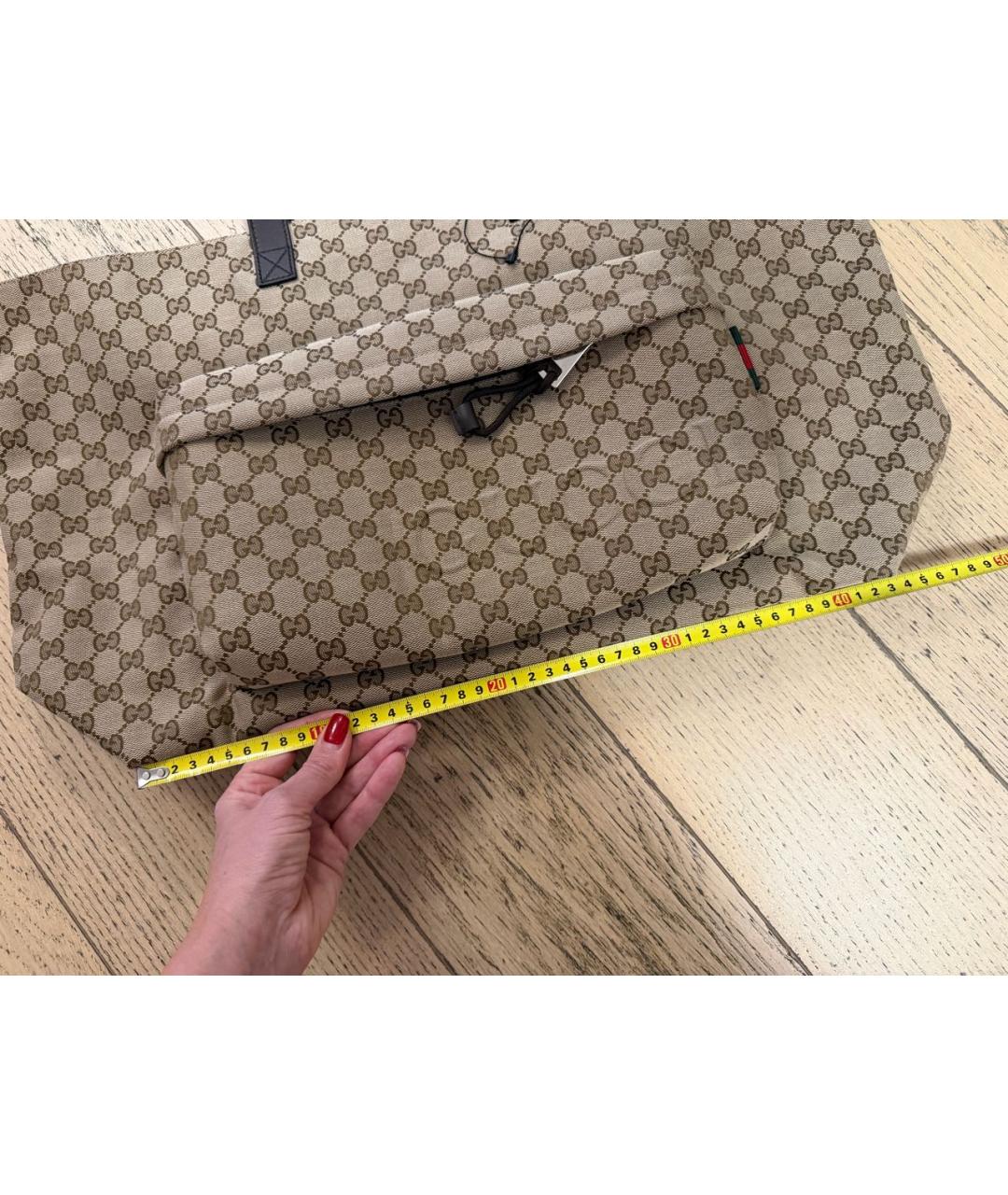 GUCCI Коричневая тканевая сумка тоут, фото 6