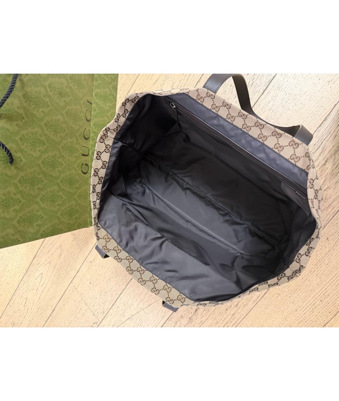 GUCCI Коричневая тканевая сумка тоут, фото 4