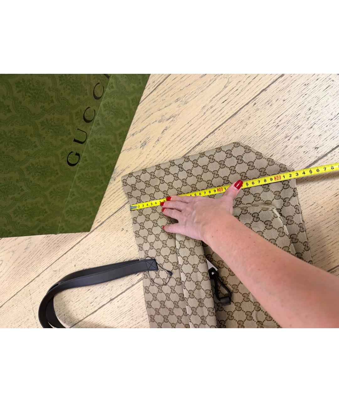 GUCCI Коричневая тканевая сумка тоут, фото 7