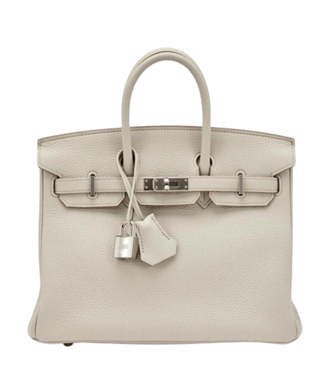 HERMES Белая кожаная сумка с короткими ручками, фото 1
