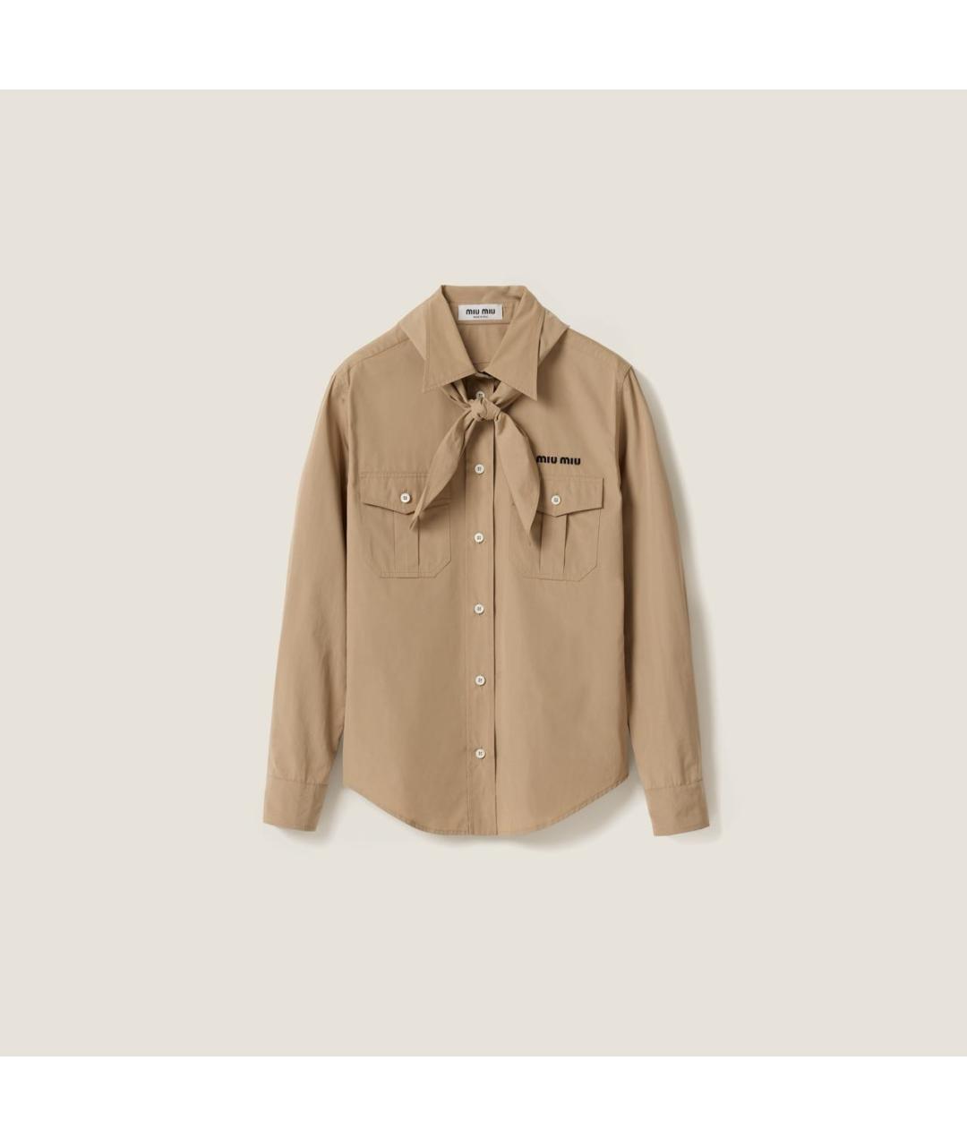 MIU MIU Бежевая хлопковая рубашка, фото 6