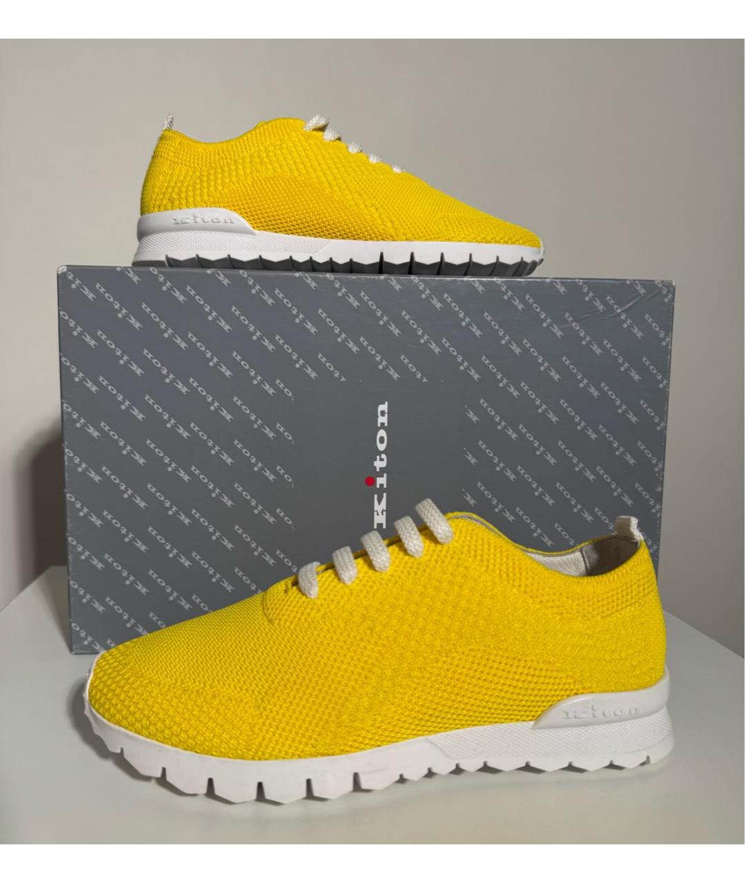 KITON Желтые текстильные кроссовки, фото 2