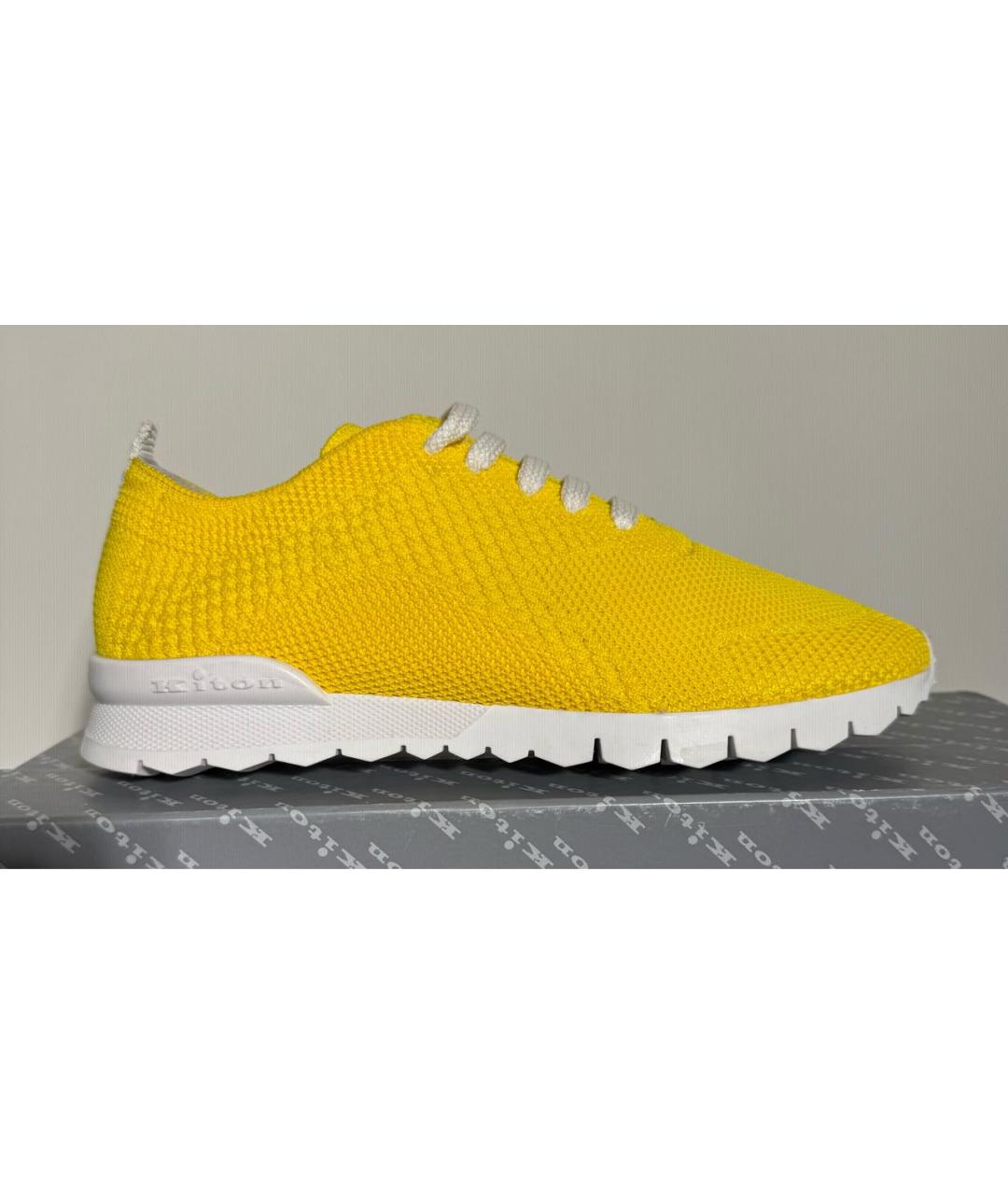 KITON Желтые текстильные кроссовки, фото 5