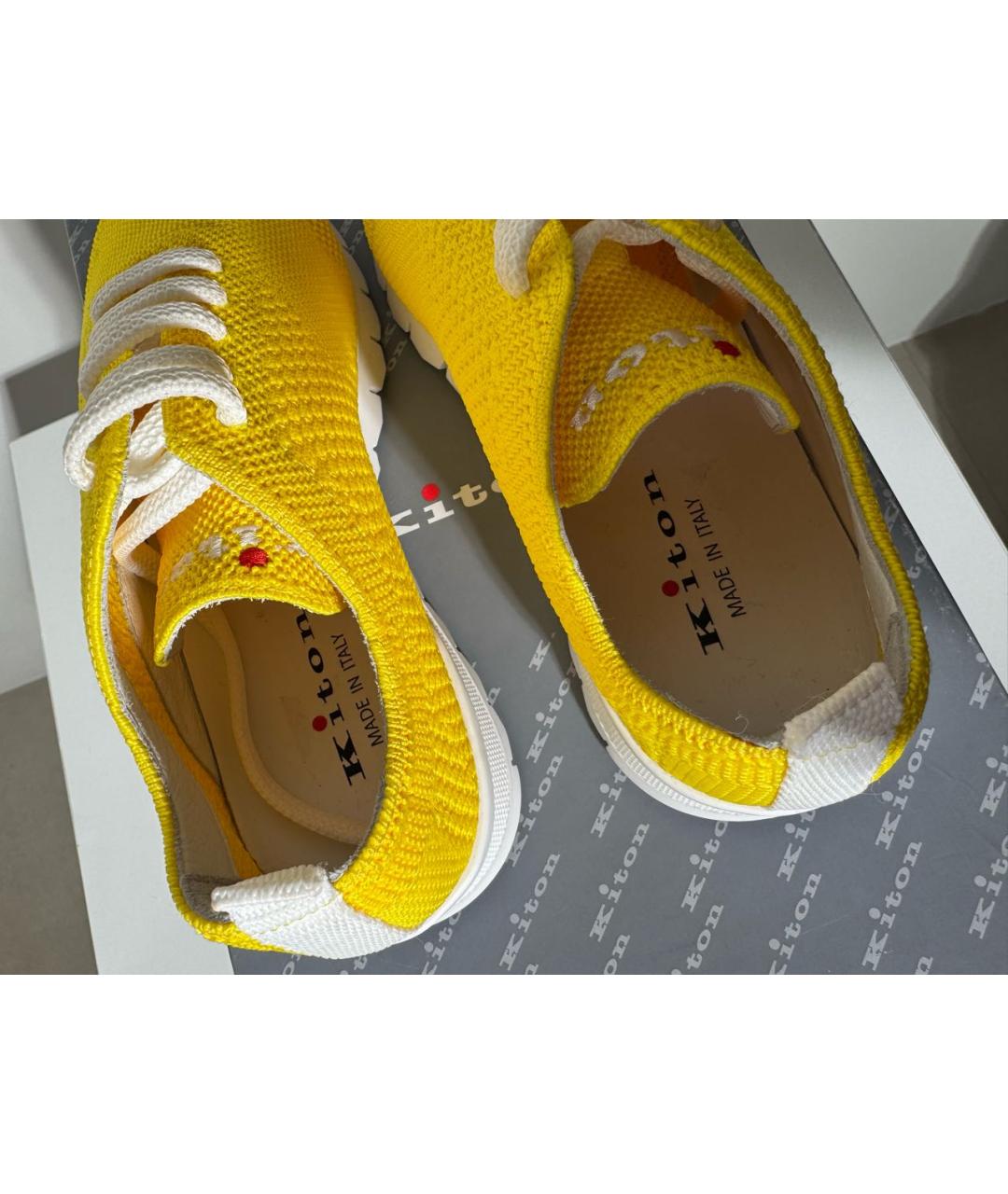 KITON Желтые текстильные кроссовки, фото 3