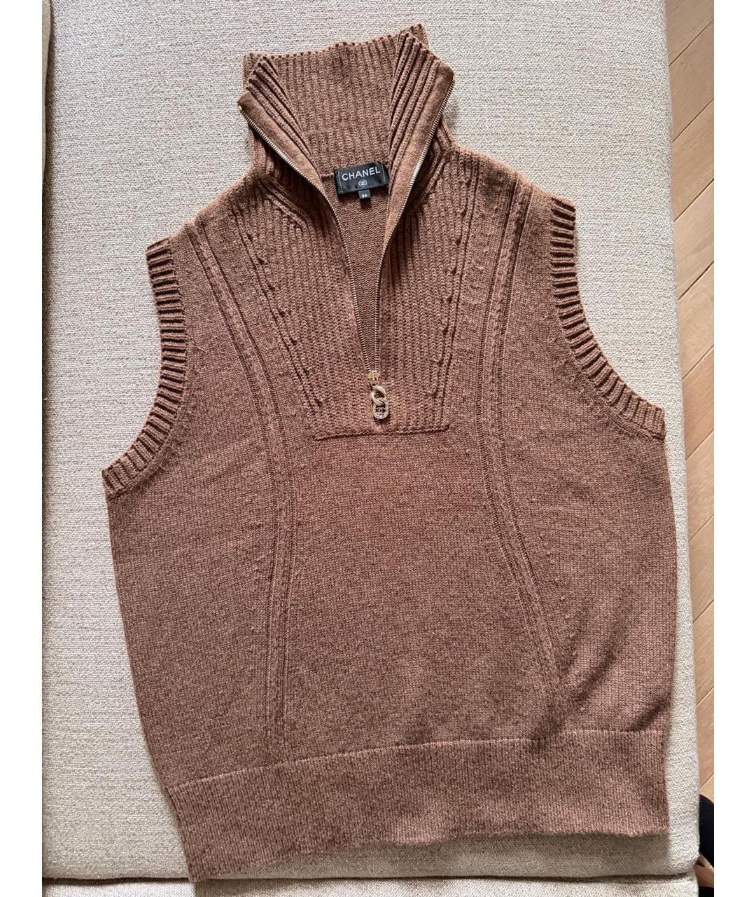 CHANEL Коричневая кашемировая жилетка, фото 6