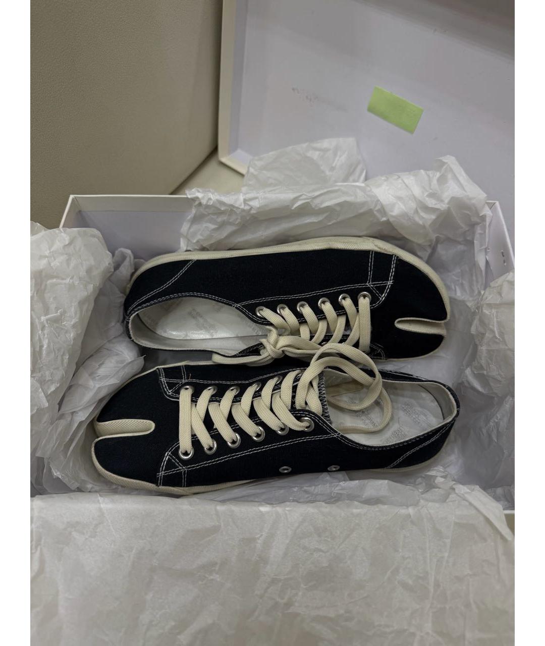 MAISON MARGIELA Черные текстильные низкие кроссовки / кеды, фото 6