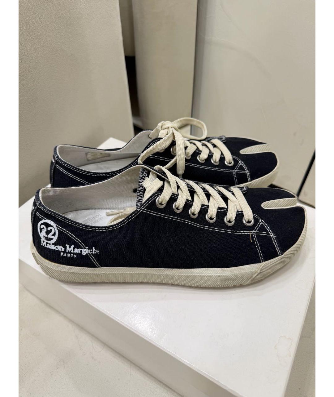 MAISON MARGIELA Черные текстильные низкие кроссовки / кеды, фото 9