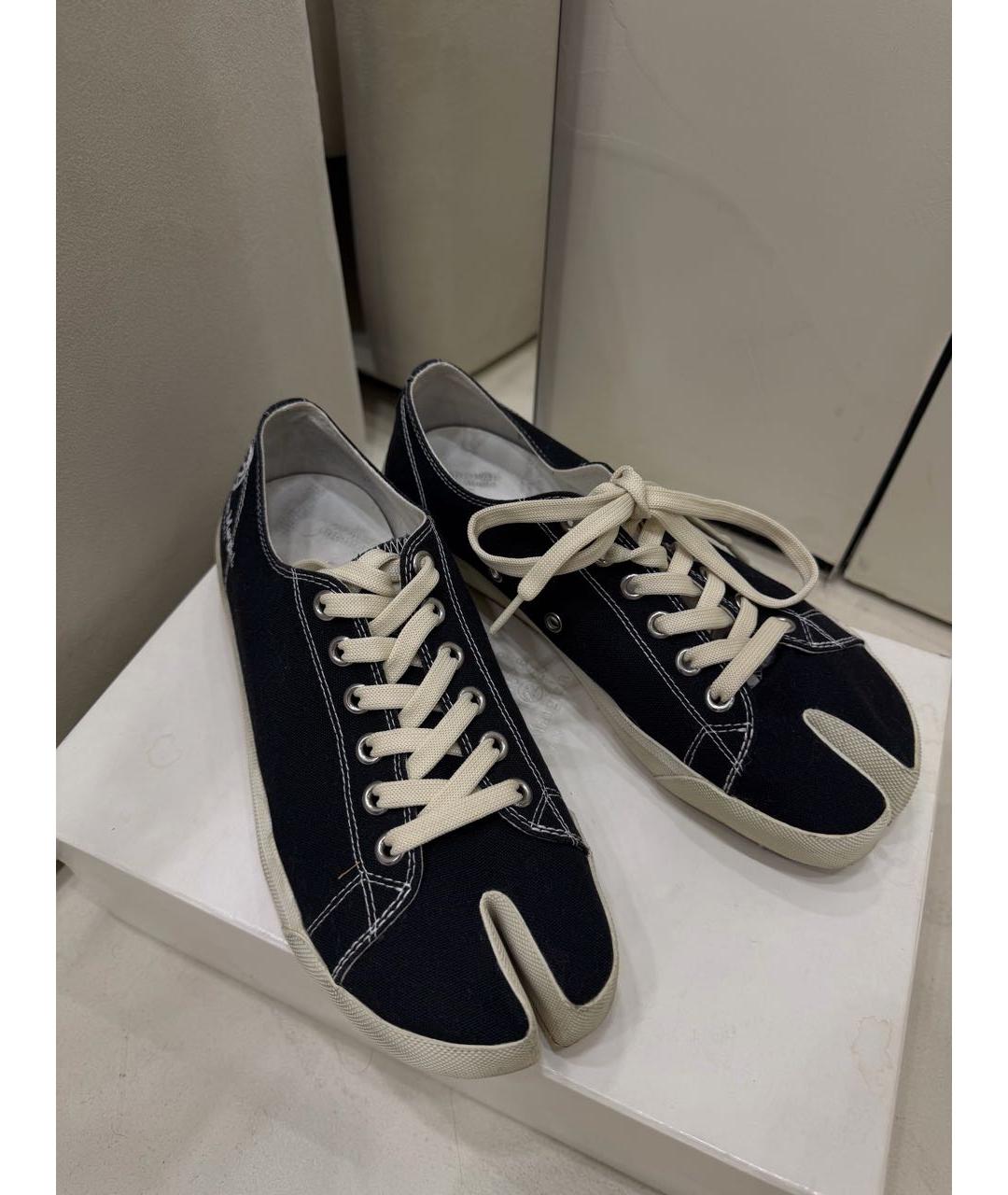 MAISON MARGIELA Черные текстильные низкие кроссовки / кеды, фото 2