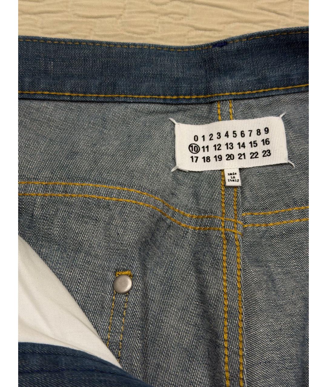 MAISON MARGIELA Голубые хлопковые прямые джинсы, фото 4