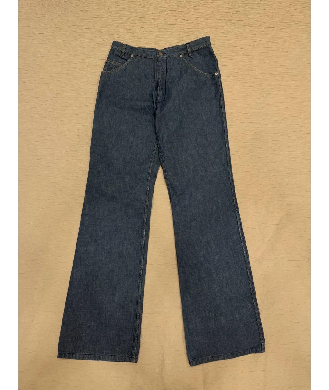 MAISON MARGIELA Голубые хлопковые прямые джинсы, фото 7