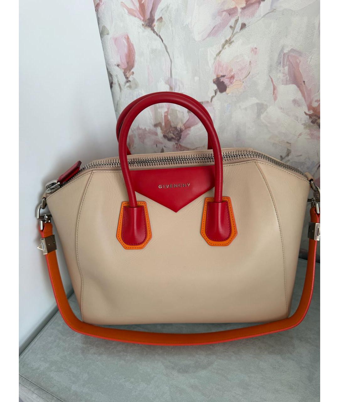 GIVENCHY Бежевая кожаная сумка тоут, фото 9